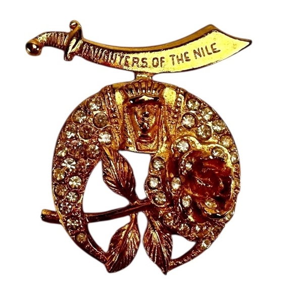 masonic Jewelry - Daughters of the Nile Brooch Pin | Masonic | Gold Tone 1 5/8" Shriner Lapel Pin